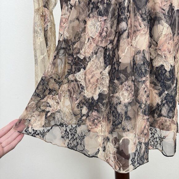 Vtg Y2K Fairy Grunge Top Womens 1X Plus Floral Lace Indie Whimsigoth Cottagecore - Picture 6 of 14